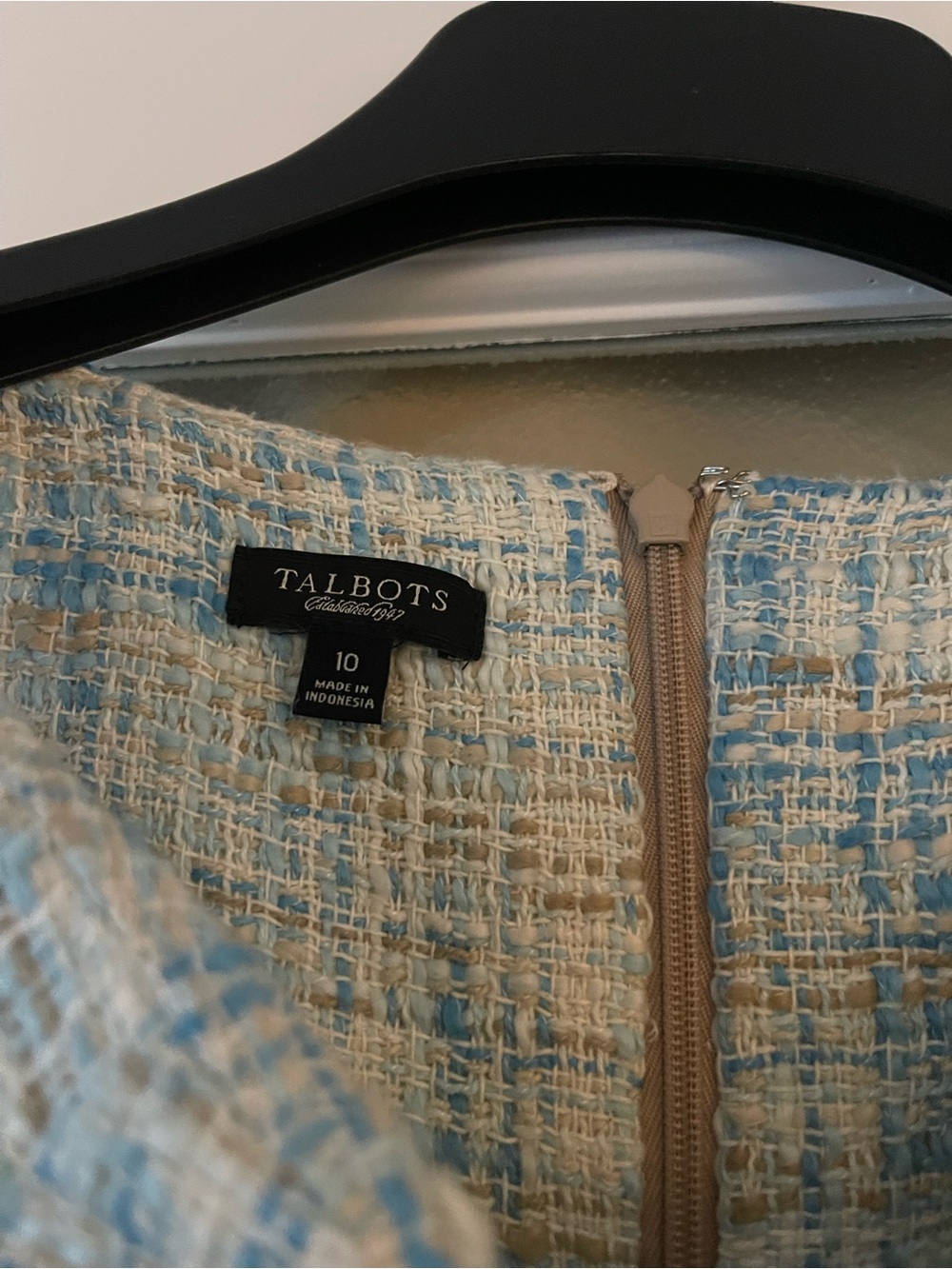 Talbots Blue Pastel Cotton Tweed Sheath Dress Size 10 Sleeveless Pencil Career - Picture 4 of 9